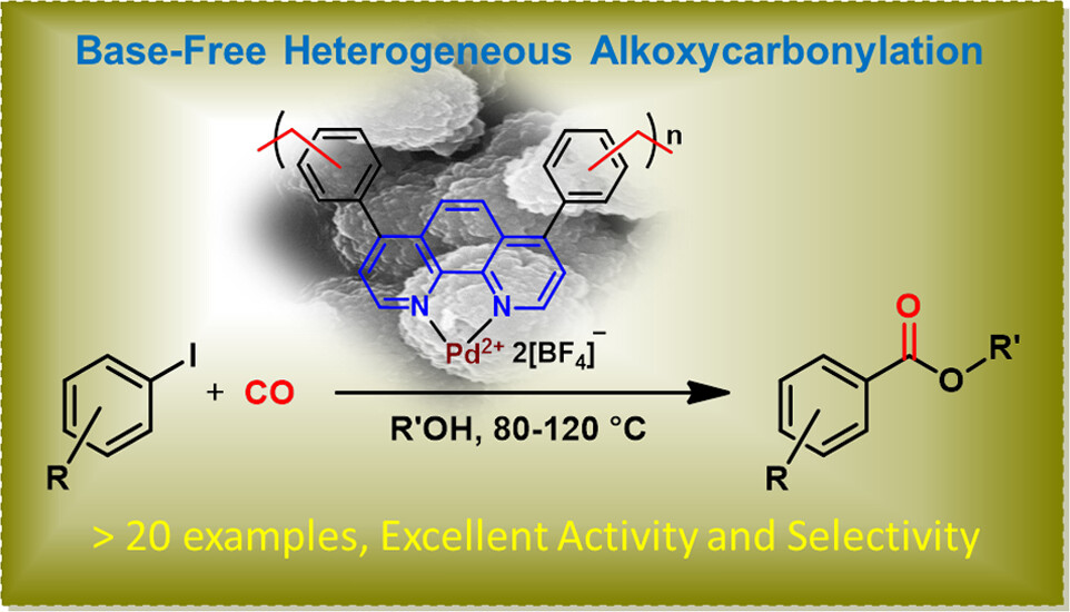 Heterogenized Phenanthroline-Pd(2+)-Catalyzed Alkoxycarbonylation of Aryl Iodides in Base-Free Conditions, Journal of Organic chemistry, 2023, 88, 8, 5127–5134